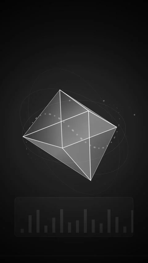 Abstract glowing geometric diamond wireframe representing digital data netw.. Stock Footage 345495040