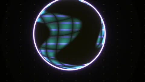 Abstract Glowing Geometric Grid Morphing Inside Neon Circular Frame for Tec.. Stock Footage 344715462