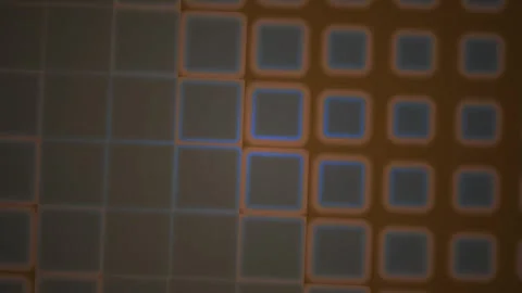 Abstract glowing geometric grid pattern with orange and blue square tiles m.. Stock Footage 346331109