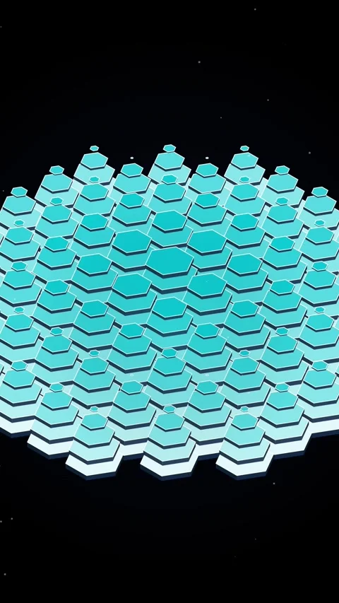 Abstract Glowing Geometric Hexagon Pattern in Dark Space Stock Footage 346201743