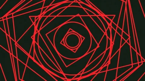 Abstract glowing geometric lines forming complex patterns in neon red on bl.. Stock Footage 342204134