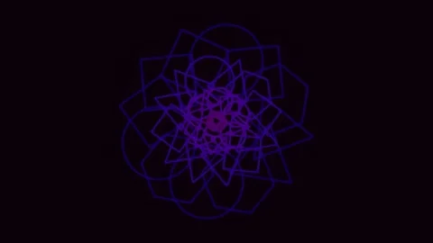 Abstract glowing geometric mandala pattern on black background 库存影片 342160440