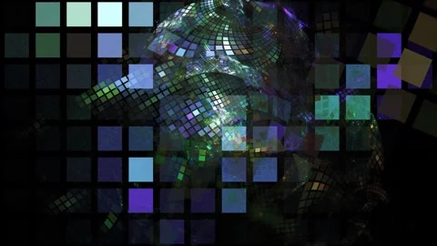 Abstract Glowing Geometric Mosaic Grid with Colorful Digital Motion Stock Footage 345950297