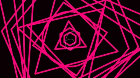 Abstract glowing geometric neon lines forming intricate pattern on black ba.. Stock Footage 342204138