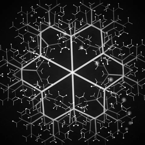 Abstract glowing geometric network pattern on dark futuristic background Stock Footage 345690733