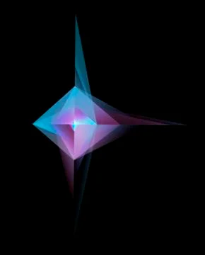 Abstract Glowing Geometric Shape On Black Background Stock Illustration