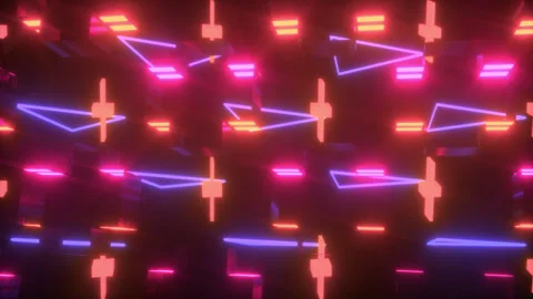 Abstract Glowing Geometric Shapes Rotating In A Seamless Loop Video stock 306808931