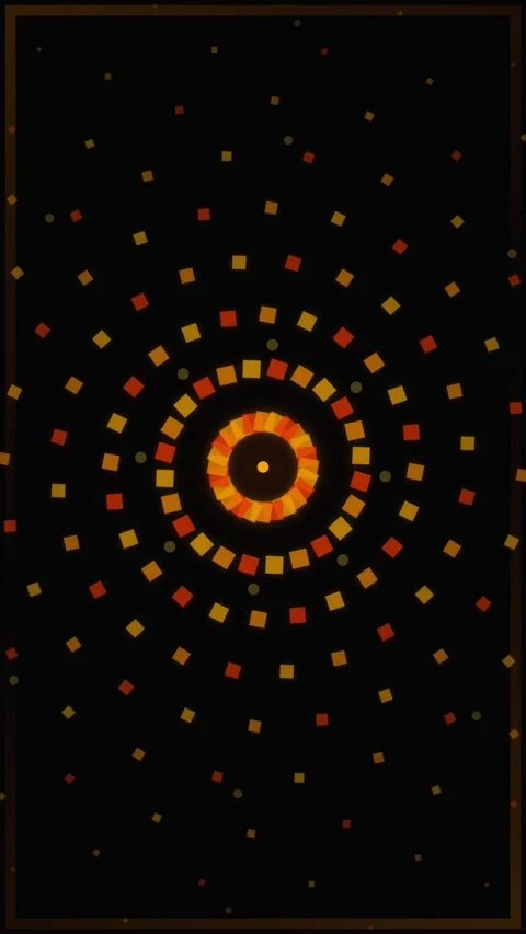 Abstract Glowing Geometric Square Particles Rotating in Circular Motion Stock Footage 346202851