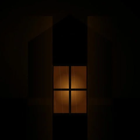 Abstract glowing geometric window frame design on solid dark background Stock Footage 345690039