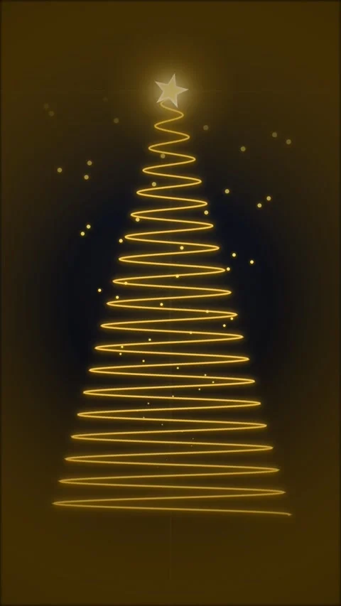 Abstract Glowing Golden Christmas Tree Line Art Animation Stock Footage 346198481