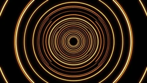 Abstract glowing golden concentric circles on black. 動画素材 339056903