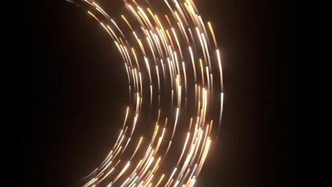 Abstract glowing golden light trails forming a circular arc pattern loop Vidéo 337799508