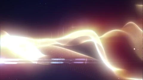 Abstract glowing golden light wave flowing through a dark gradient backgrou.. Stock Illustration