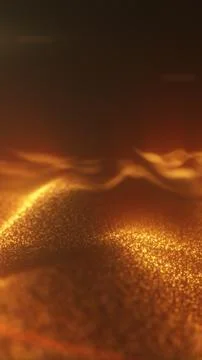 Abstract glowing golden particles forming a soft surface, symbolizing warmth, Stock Illustration