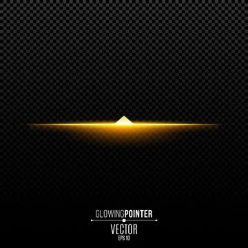 Abstract glowing golden pointer up. Magic arrow with backlight and glowing li Stock Illustration