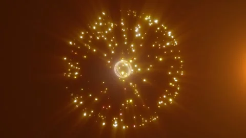 Abstract glowing golden sphere exploding with radiant light Stock Footage 319549408