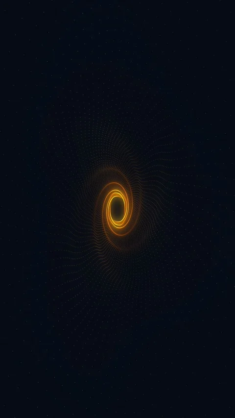 Abstract glowing golden vortex of dots on dark background Stock Footage 340880127