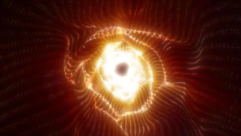 Abstract glowing golden vortex radiating from a bright core with dynamic li.. Stock Illustration