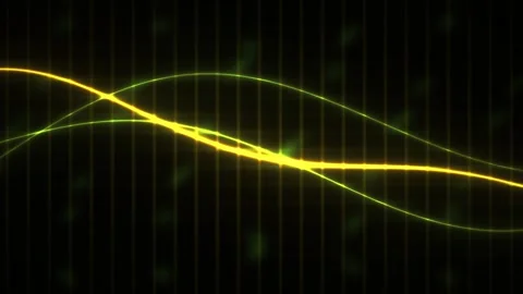Abstract Glowing Golden Wave Lines Moving on Dark Background. Stock Footage 341788719