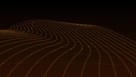 Abstract Glowing Golden Waves Flowing Across A Dark Background Creating A D.. Stock Footage 346068241