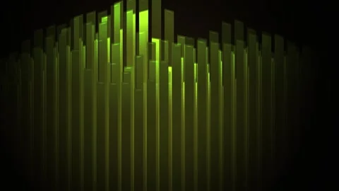 Abstract glowing green 3d vertical equalizer bars rising and falling on dar.. Stock Footage 346331329