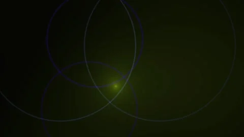 Abstract Glowing Green Circles Moving and Intersecting on Dark Background. Stock Footage 340515175