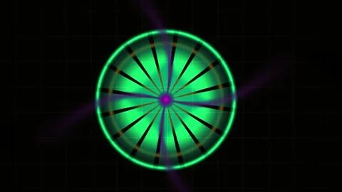 Abstract Glowing Green Circular Geometric Animation with Pulsing Light Rays. Stock Footage 341789380