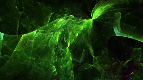 Abstract Glowing Green Cosmic Crystal Energy Wave Motion Graphics Background Stock Footage 346222406