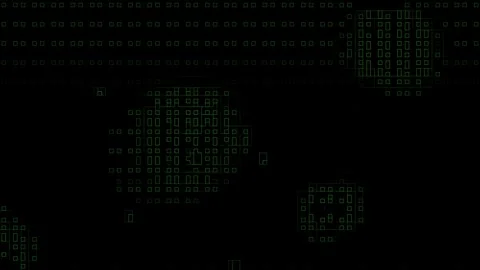 Abstract Glowing Green Digital Grid Pattern on Black Background Stock Footage 336776153