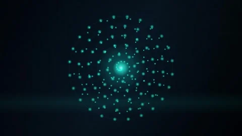 Abstract Glowing Green Digital Spiral Grid Motion Background Vídeos de archivo 344232879