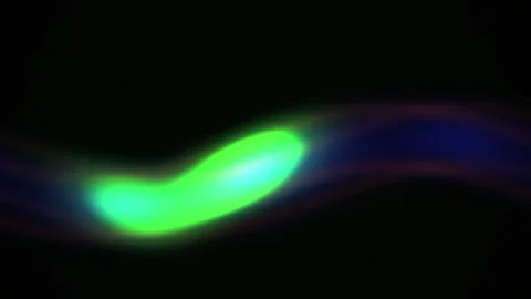 Abstract Glowing Green Energy Wave Flowing Through Dark Space. Stock Footage 334467748