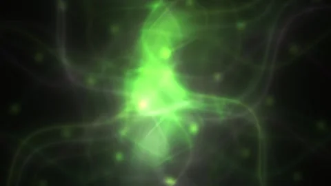 Abstract Glowing Green Energy Waves Flowing Through Dark Digital Space Back.. Stock Footage 340515291