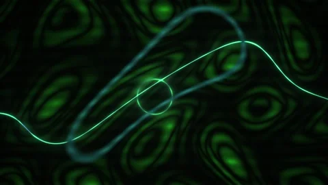 Abstract Glowing Green Energy Waves Orbiting a Dark Sphere in Fluid Digital.. Stock Footage 344715635