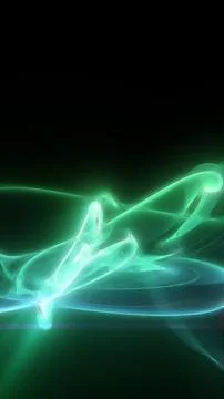 Abstract glowing green light flow forming fluid luminous shapes on dark bac.. Stock Illustration
