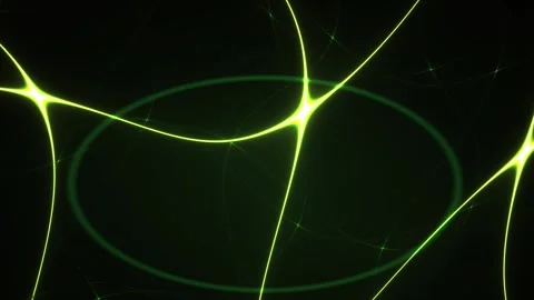 Abstract Glowing Green Light Lines Intersecting on Dark Background. Stock Footage 340515808