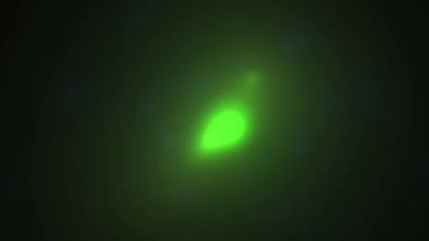 Abstract Glowing Green Light Orbs Pulsing in Dark Space Background. Stock Footage 340515282