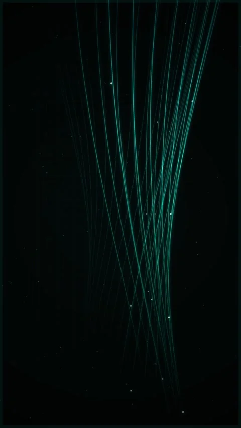 Abstract Glowing Green Light Trails with Particle Effects on Black Background Stock Footage 346202083