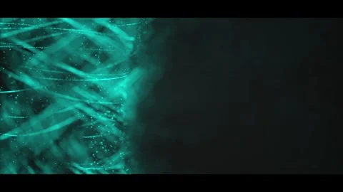 Abstract Glowing Green Lines and Particles Moving on Dark Background. Stock Footage 320464068