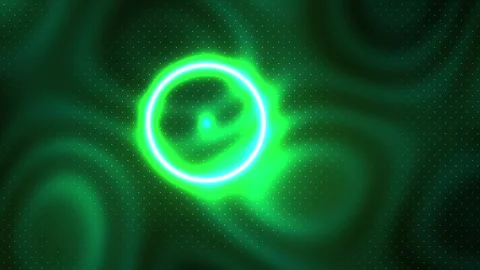 Abstract Glowing Green Neon Circle Pulsing with Dynamic Energy Waves. Stock Footage 340516034