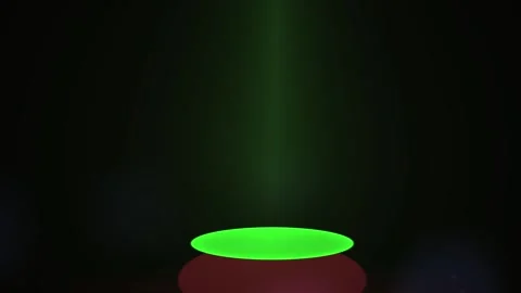 Abstract Glowing Green Neon Circle Light Beam Effect on Dark Background. Stock Footage 341789776