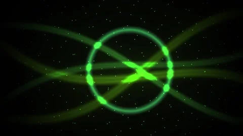 Abstract Glowing Green Neon Light Waves Pulsing Through A Circular Portal. Stock Footage 340516145