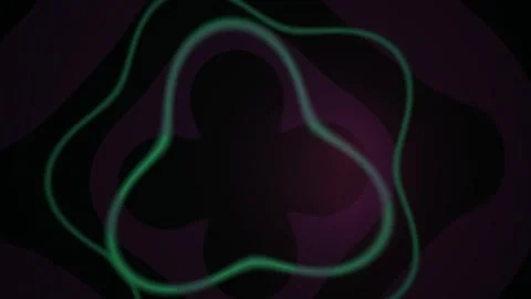 Abstract Glowing Green Neon Waves Pulsating Around Central Shape Stock Footage 343687327