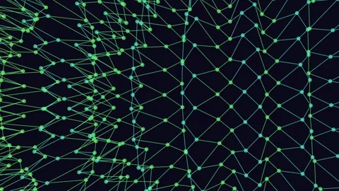 Abstract glowing green network grid on a dark background Stock Footage 329358682
