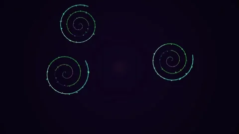 Abstract Glowing Green Particle Spirals on Dark Background Stock Footage 336268331