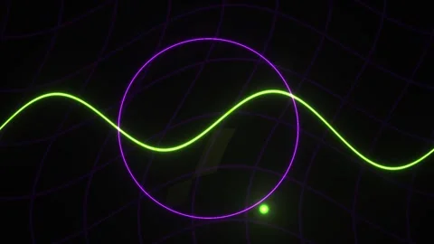 Abstract Glowing Green Sine Wave Animation Moving Through A Purple Circle. Video stock 340516220