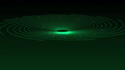 Abstract Glowing Green Spiral Pattern Radiating From A Dark Central Point I.. Stock Footage 346068273