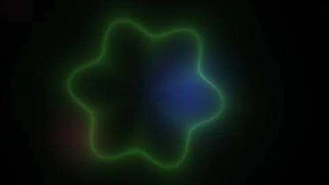 Abstract Glowing Green Star Shape Pulsing with Blue Light Center. Stock Footage 340516161