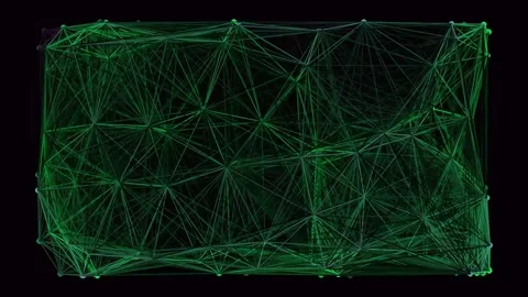 Abstract glowing green technology network grid data lines visualization bac.. Stock Footage 340378410