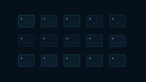 Abstract Glowing Grid Animation with Digital Cards and Light Effects on Dar.. Stock Footage 346447095
