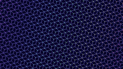 Abstract glowing hexagon grid network background with neon gradient motion Stock Footage 333187881